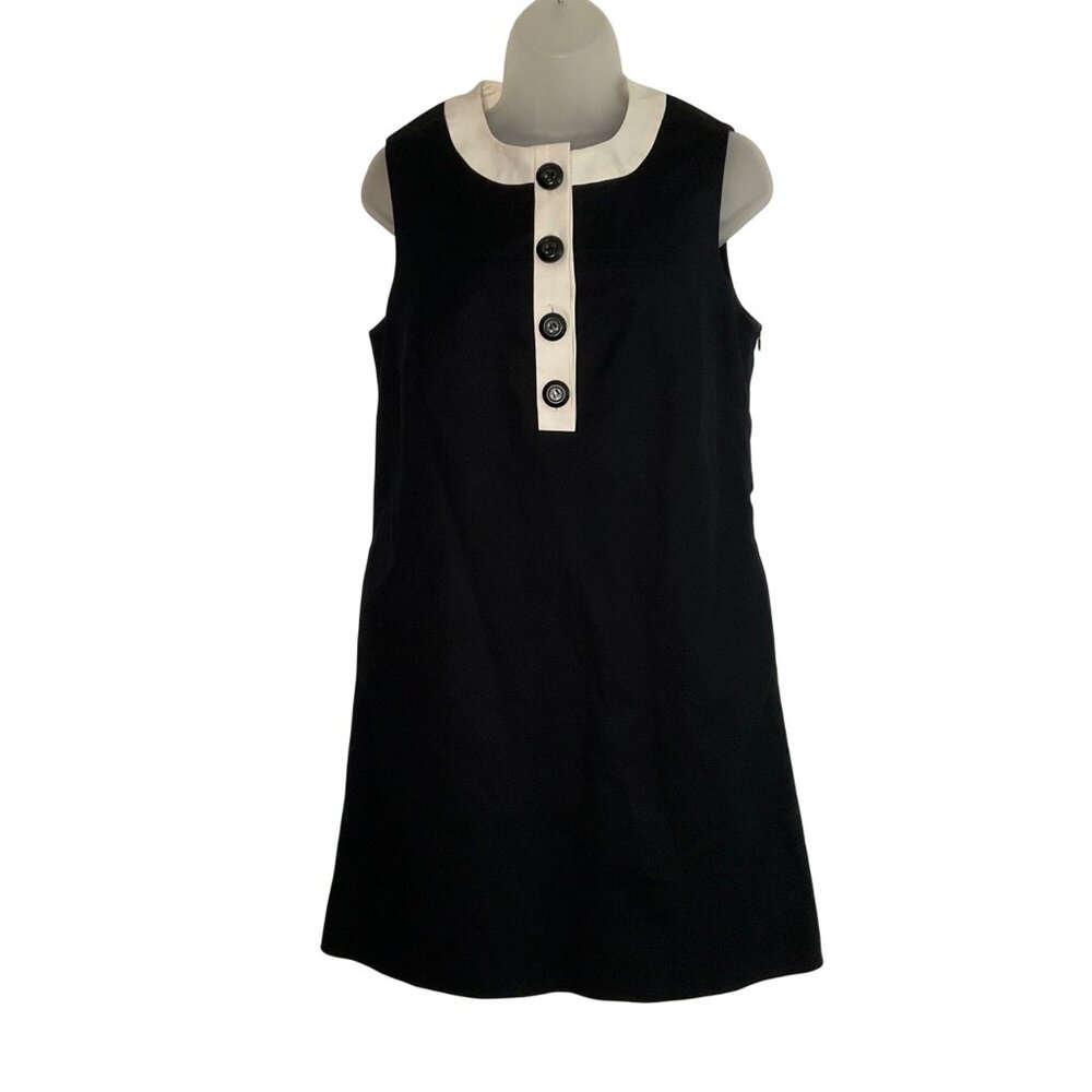 An original Milly of New York Black & White Sleeveless Shift Dress Size 8 retro